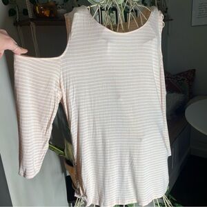 Democracy Light Pink Striped Long Sleeve Top